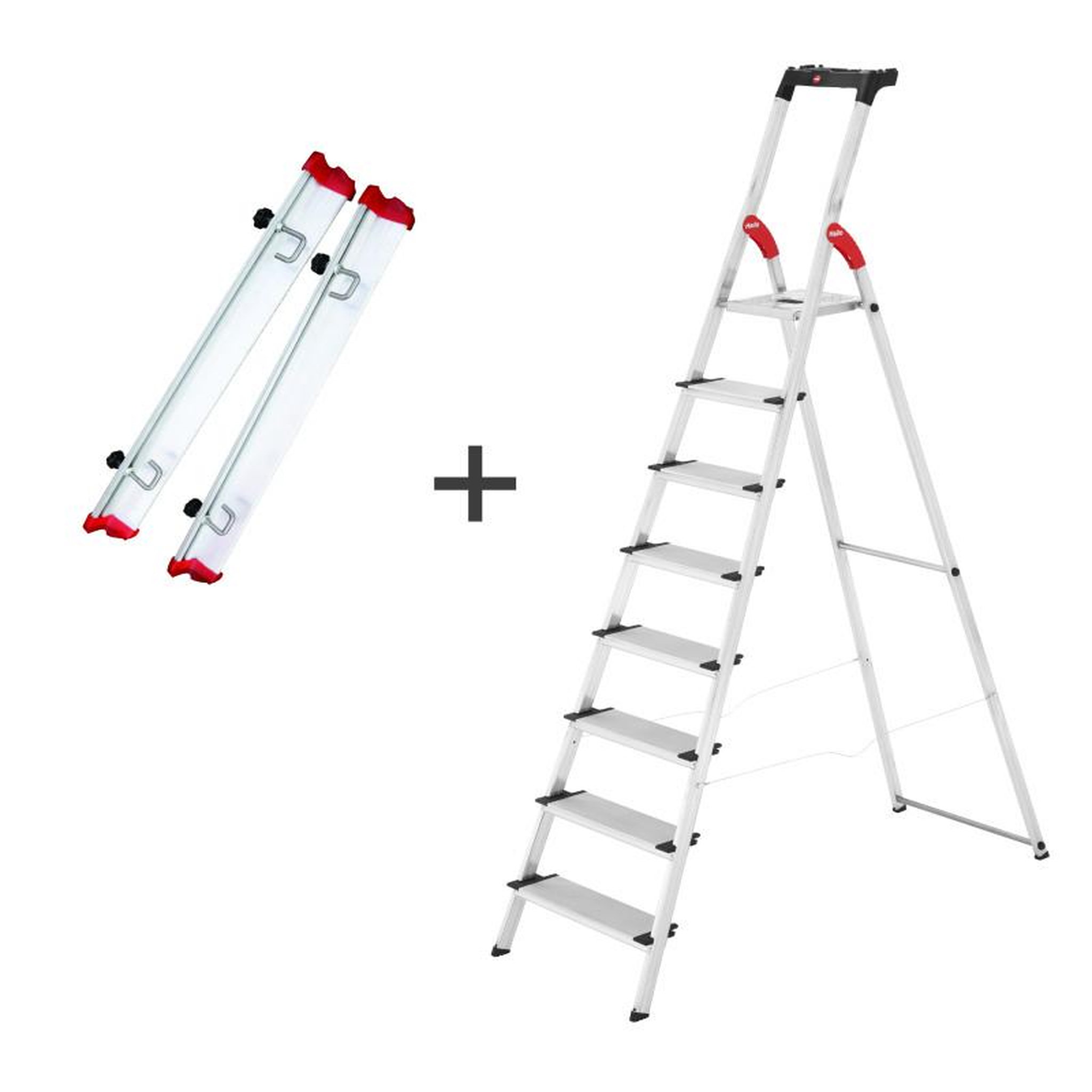 HAILO Rails jardin + Escabeau 8 marches extra larges ProfiStep XXL