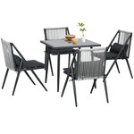 OUTSUNNY Ensemble salon de jardin design Acapulco 4 places 5 pièces noir alu gris