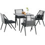 Voir la diapositive 1 : OUTSUNNY Ensemble salon de jardin design Acapulco 4 places 5 pièces noir alu gris