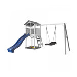 Axi House AXI Structure de jeu Beach Tower avec balancoire nid ovale Roxy Gris Blanc avec toboggan Bleu