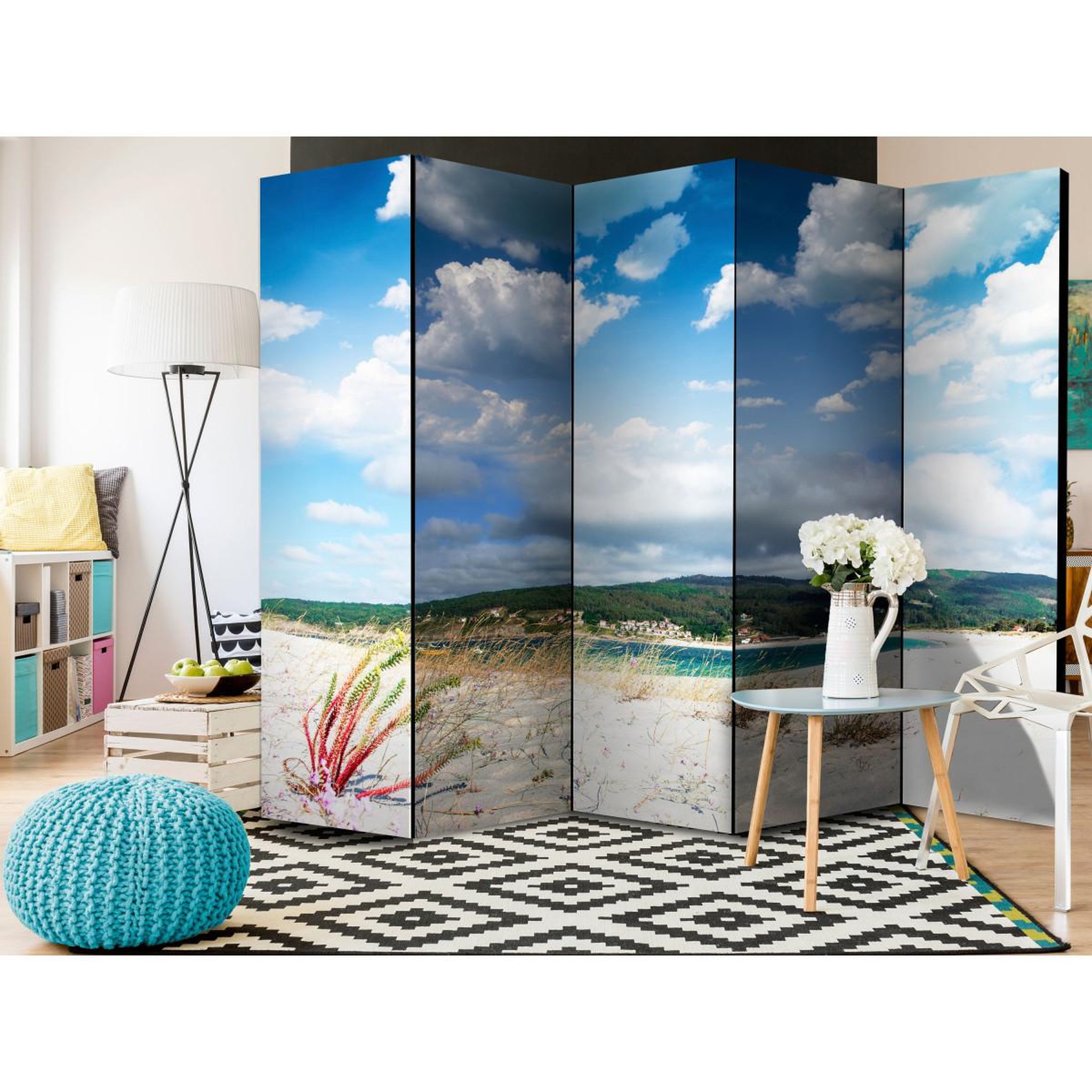 Voir la diapositive 2 : Paris Prix Paravent 5 volets  beach on the costa da morte  172x225cm