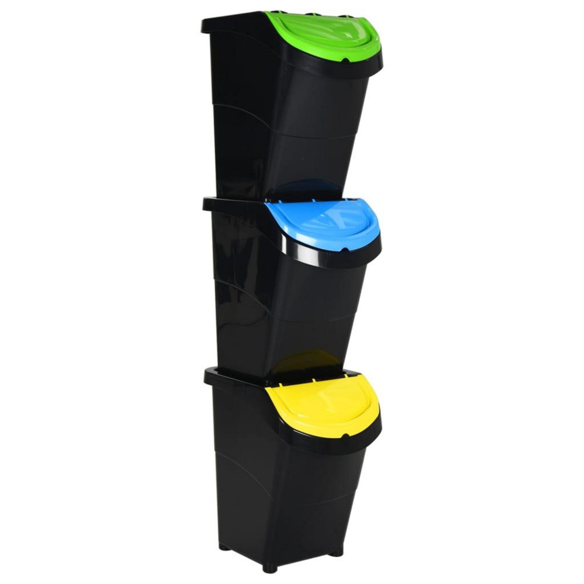 VIDAXL Poubelles empilables avec couvercles 3 pcs noir PP 120 L