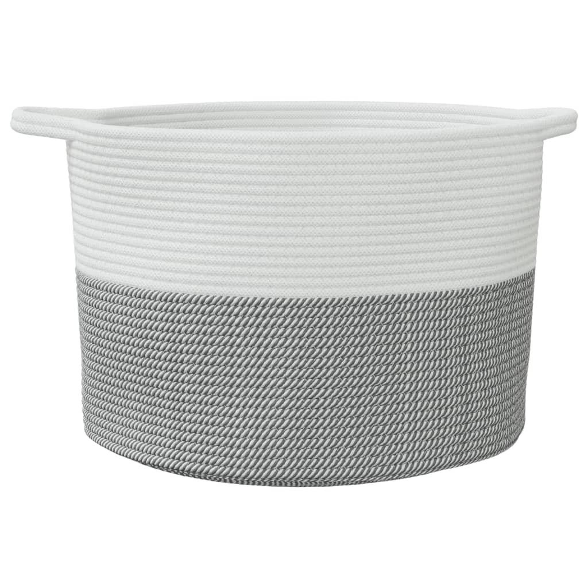 Voir la diapositive 4 : VIDAXL Panier a linge gris et blanc Ø55x36 cm coton