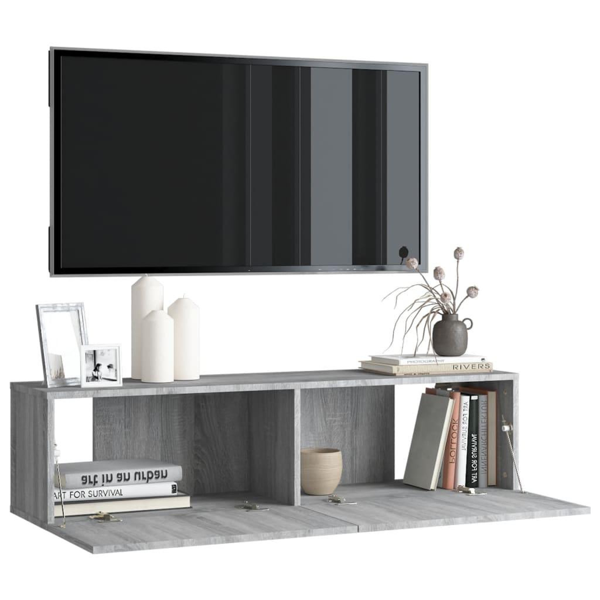 Voir la diapositive 4 : VIDAXL Armoire murale TV Sonoma gris 120x30x30 cm Bois d'ingenierie