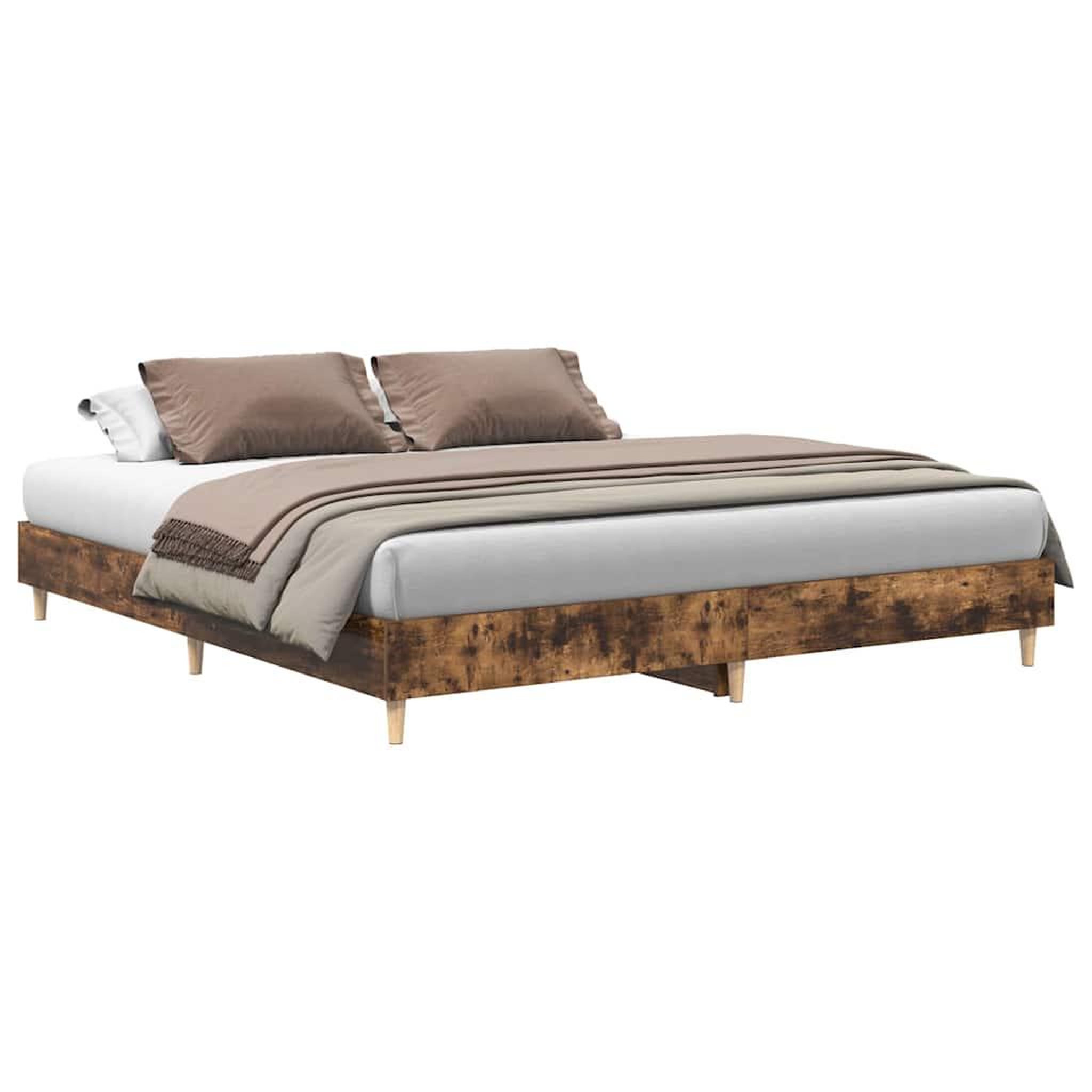 Voir la diapositive 2 : VIDAXL Cadre de lit sans matelas chene fume 200x200 cm bois ingenierie