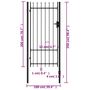 Voir la diapositive 6 : VIDAXL Portillon simple porte avec dessus a pointe Acier 1x2 m Noir