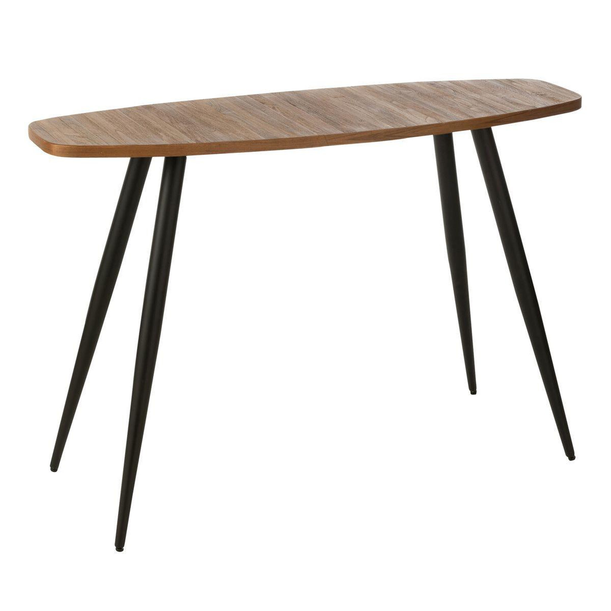 J-LINE Console ovale en bois  teck  120cm naturel