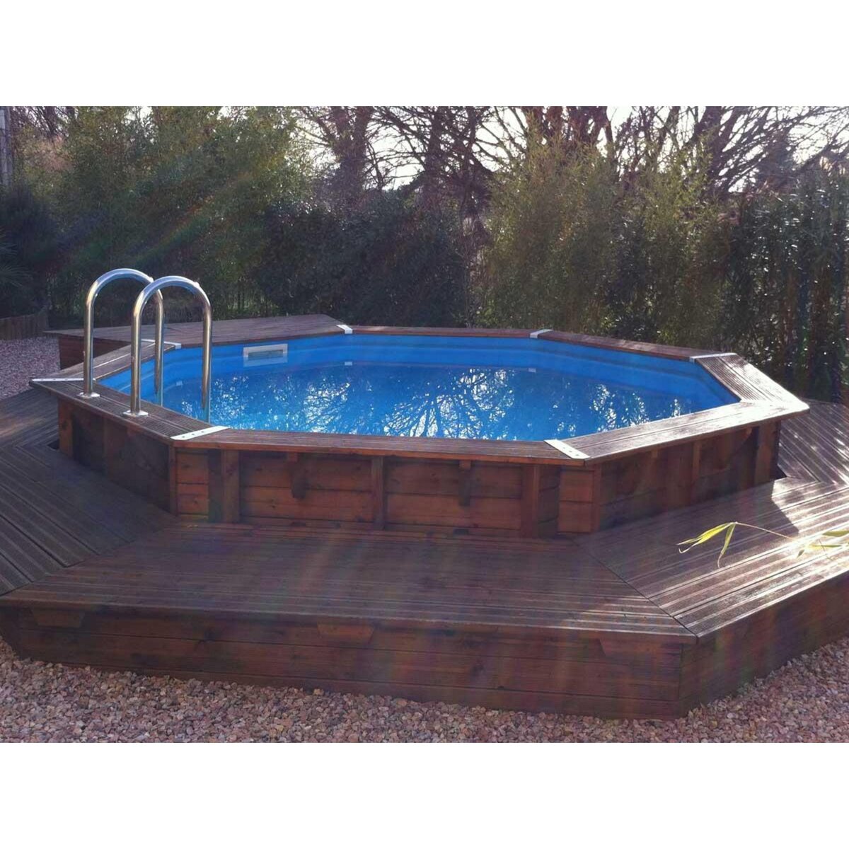 Ubbink Piscine bois Océa 4,30 x 1,20 m - Liner gris - Ubbink