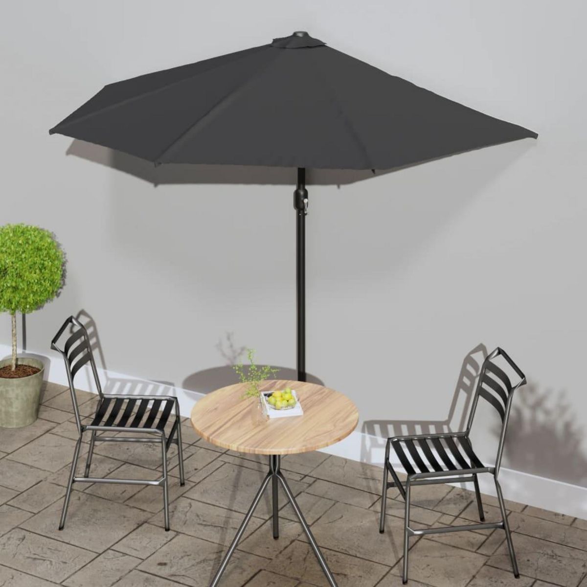 VIDAXL Parasol de balcon et mat en aluminium Anthracite 270x144cm Demi