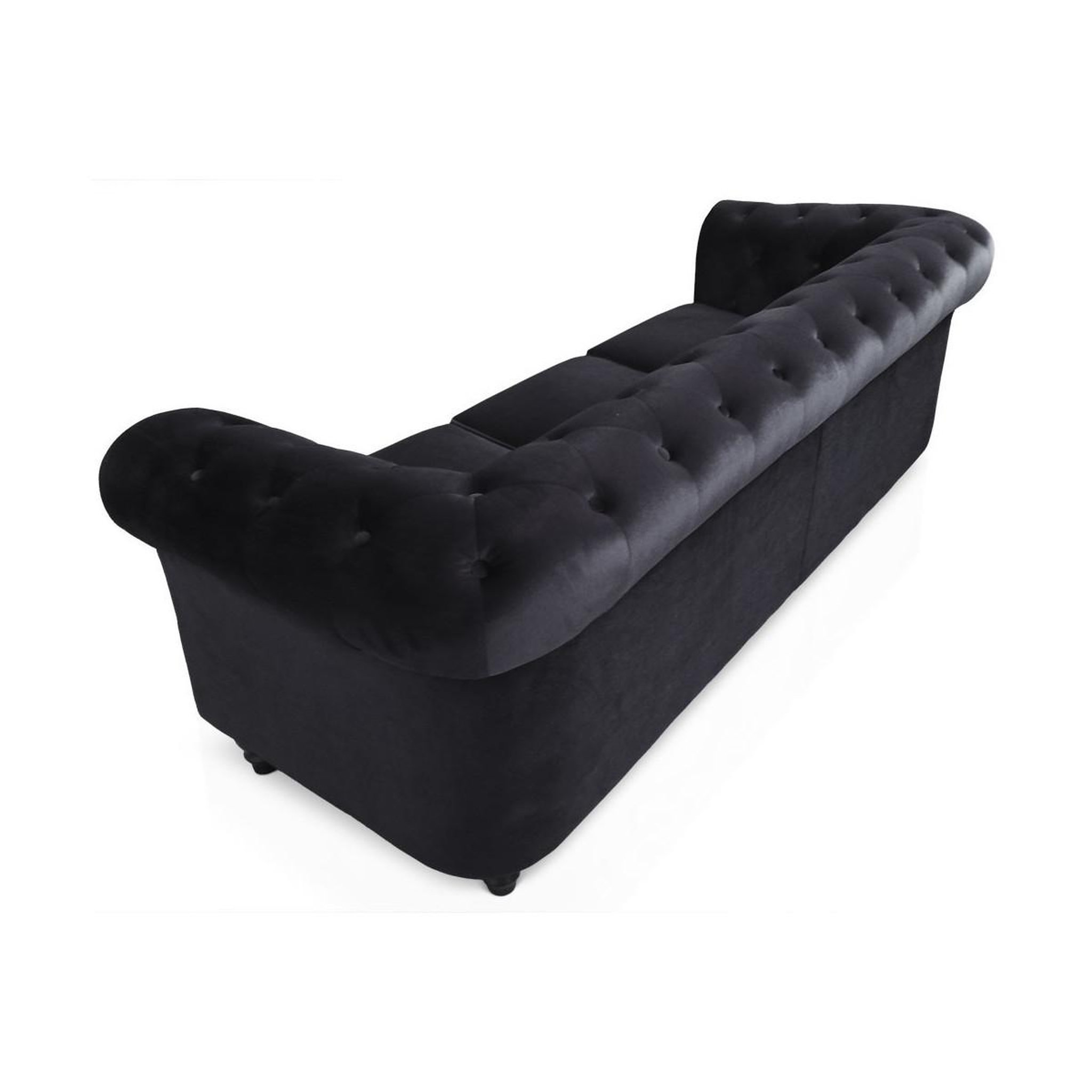 Voir la diapositive 2 : Paris Prix Canapé 3 places velours  chesterfield  209cm noir