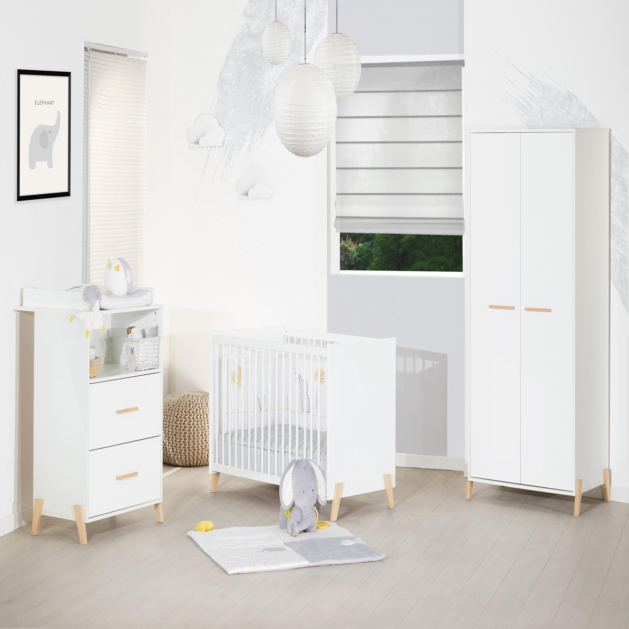 Voir la diapositive 2 : BABY PRICE  Lit bébé sommier réglable 60x120cm JOY coloris naturel  