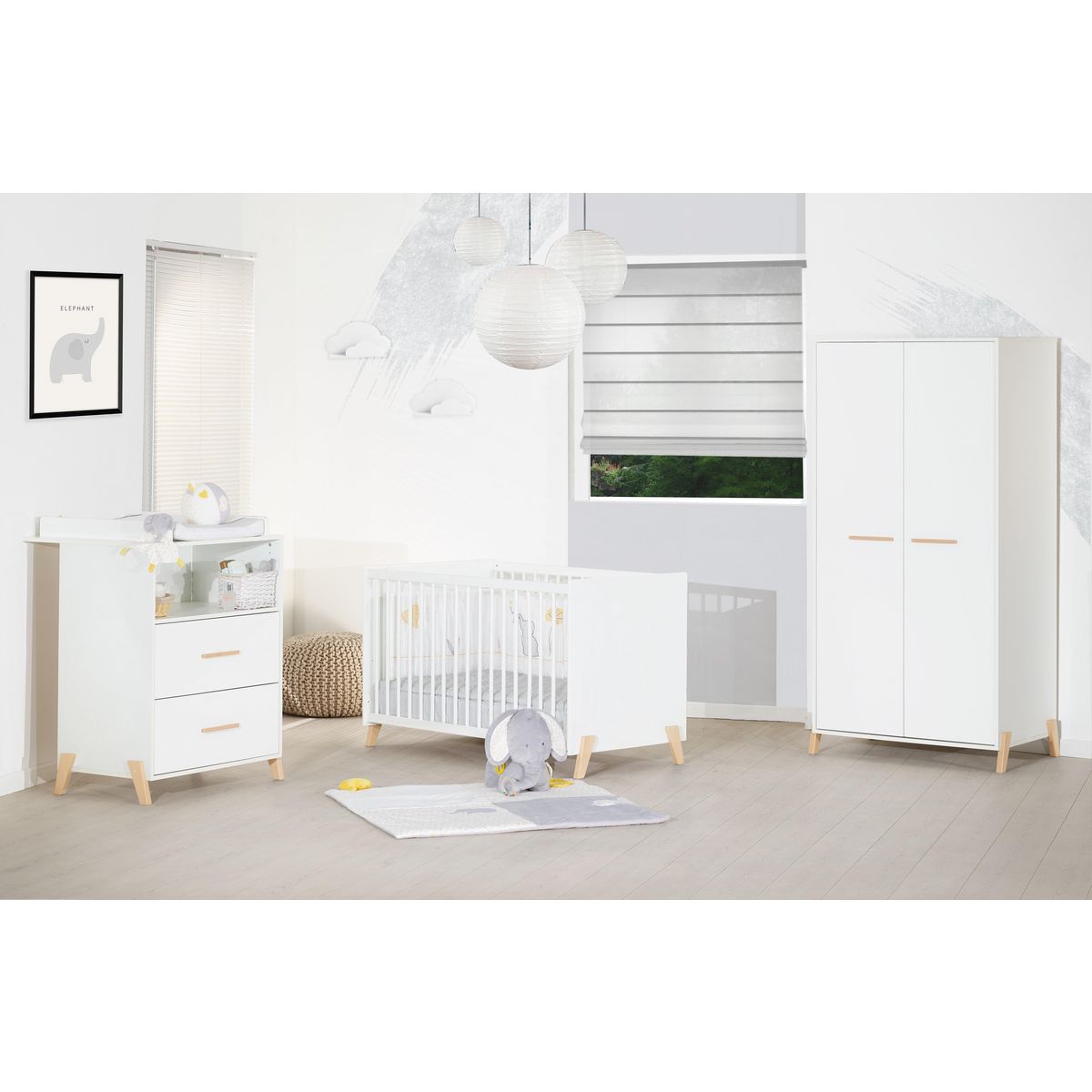 BABY PRICE  Lit bébé sommier réglable 60x120cm JOY coloris naturel  