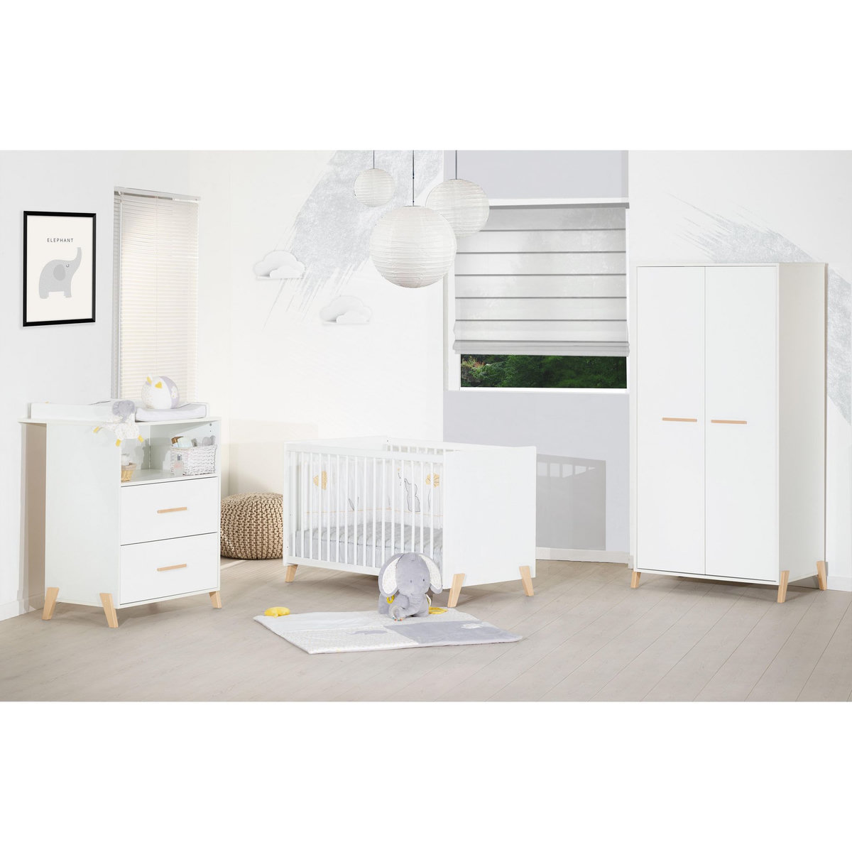 BABY PRICE  Lit bébé sommier réglable 60x120cm JOY coloris naturel  