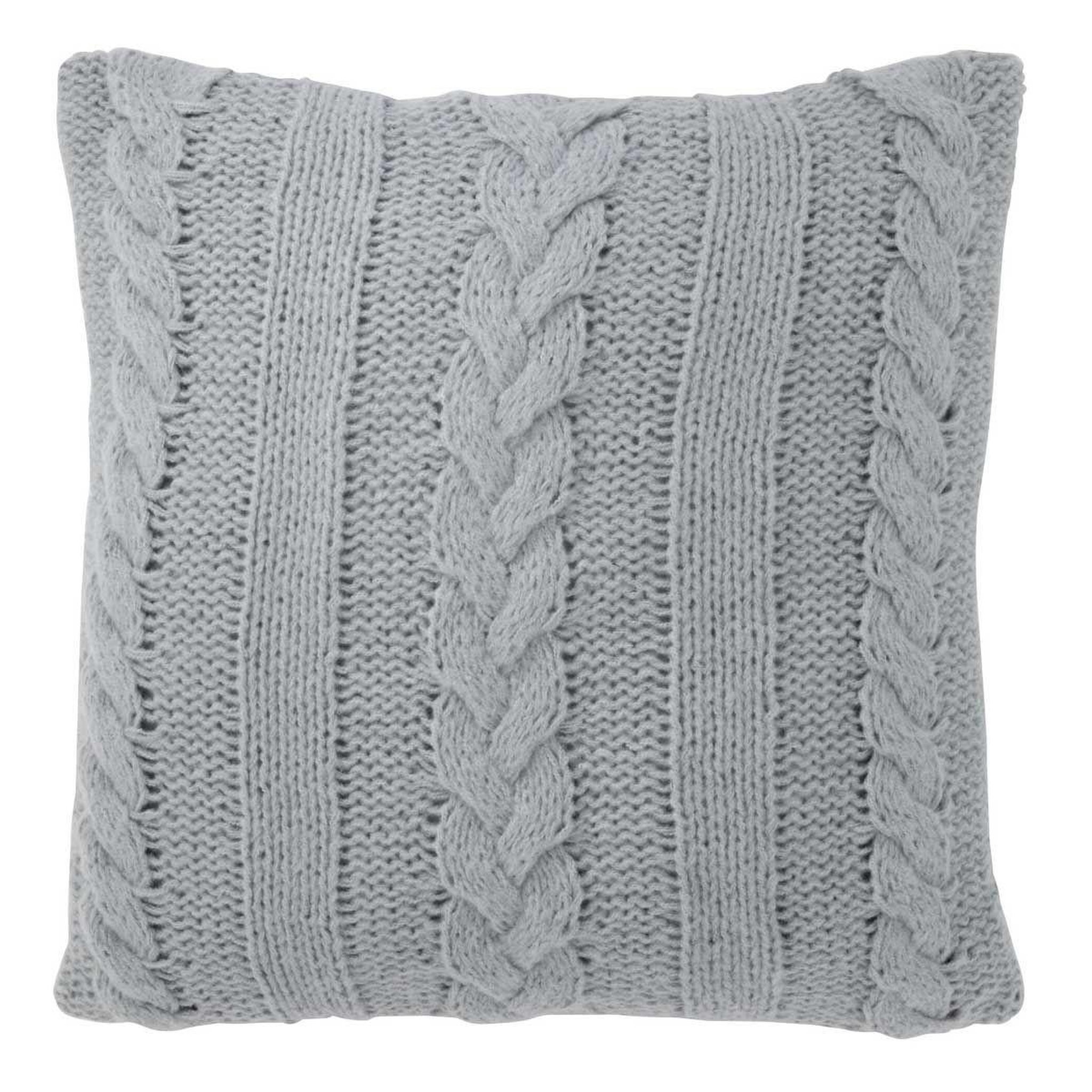J-LINE Coussin déco tricoté  twist  45x45cm gris