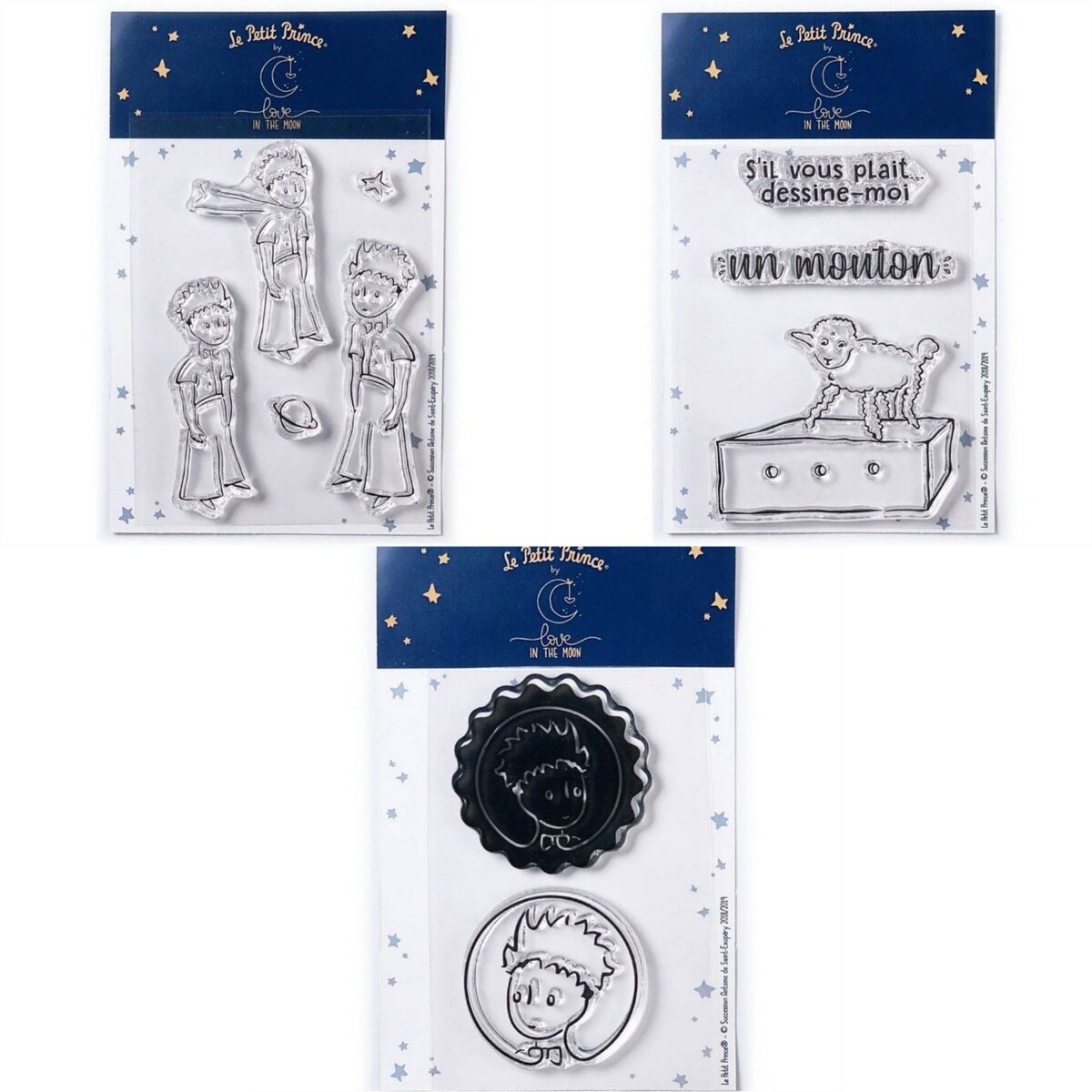  10 Tampons transparents Le Petit Prince Etoiles + Mouton + Portraits