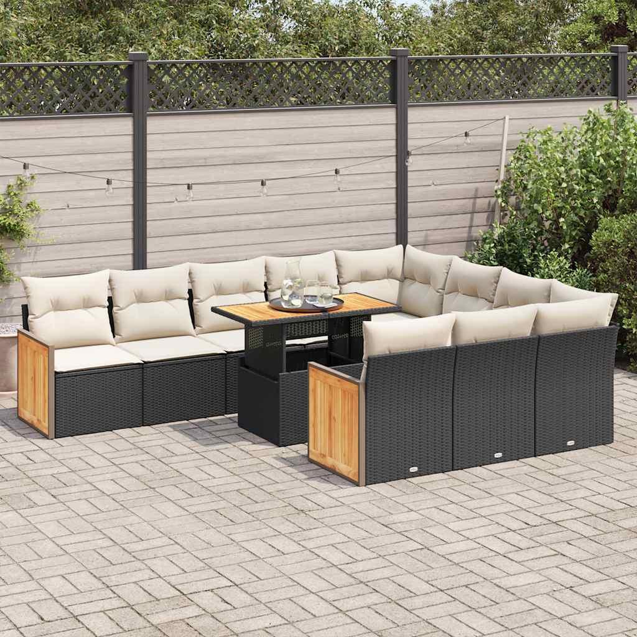 Voir la diapositive 1 : VIDAXL Ensemble de canapes de jardin 11 pcs et coussins rotin acacia