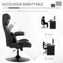Voir la diapositive 6 : VINSETTO Fauteuil gaming base ronde métal pivotante 360° hauteur réglable tétière coussin lombaires accoudoirs relevables PU tissu gris noir