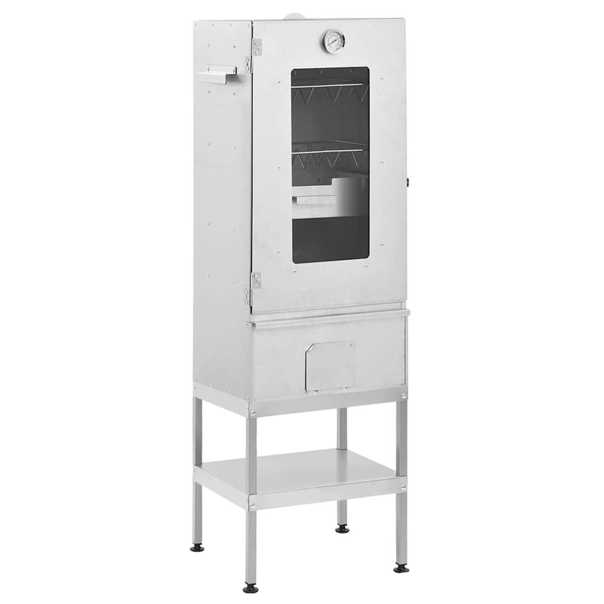 VIDAXL Fumoir a four a barbecue avec table acier galvanise