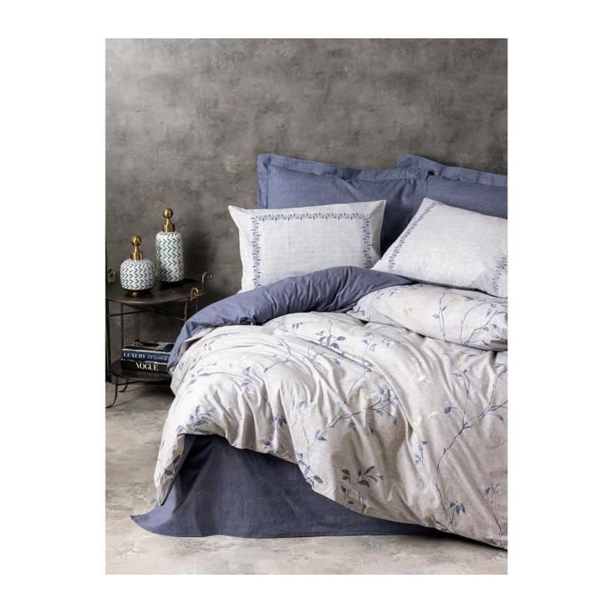 GENERIQUE Parure de lit - 129CTN64417 - 1 housse de couette 220 x 240 cm + 2 taies d'oreiller 60 x 60 cm - 100% coton ranforcé - Bleu