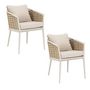 Voir la diapositive 1 : HESPERIDE Lot de 2 fauteuils de jardin en aluminium et maille YCONIA - Beige et argile