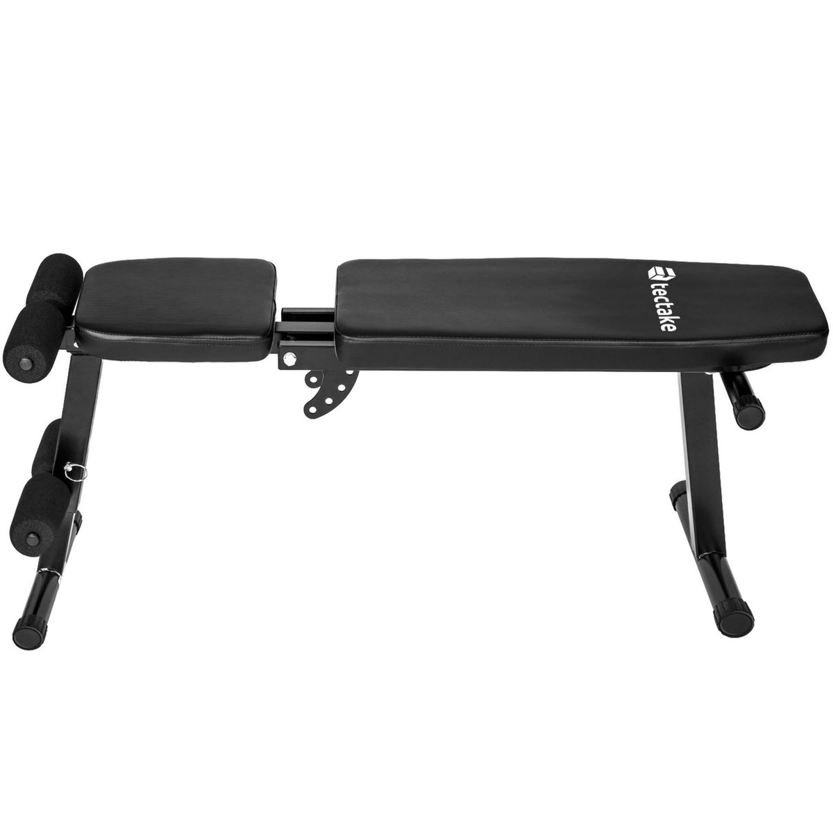 tectake Banc de musculation, d'haltérophilie en acier pliable pour un gain de place noir