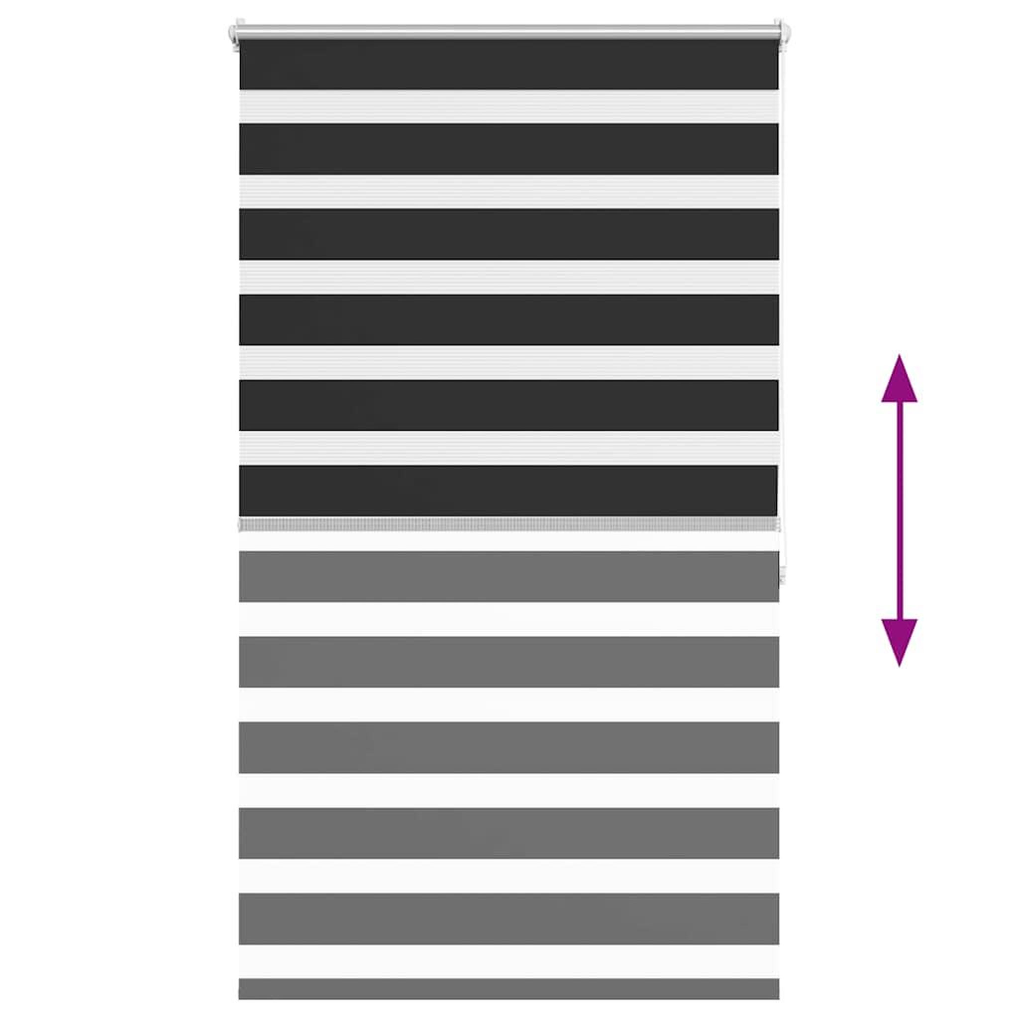 Voir la diapositive 5 : VIDAXL Store venitien zebre 100,9 x 175 cm, largeur du tissu 96,7 cm, noir