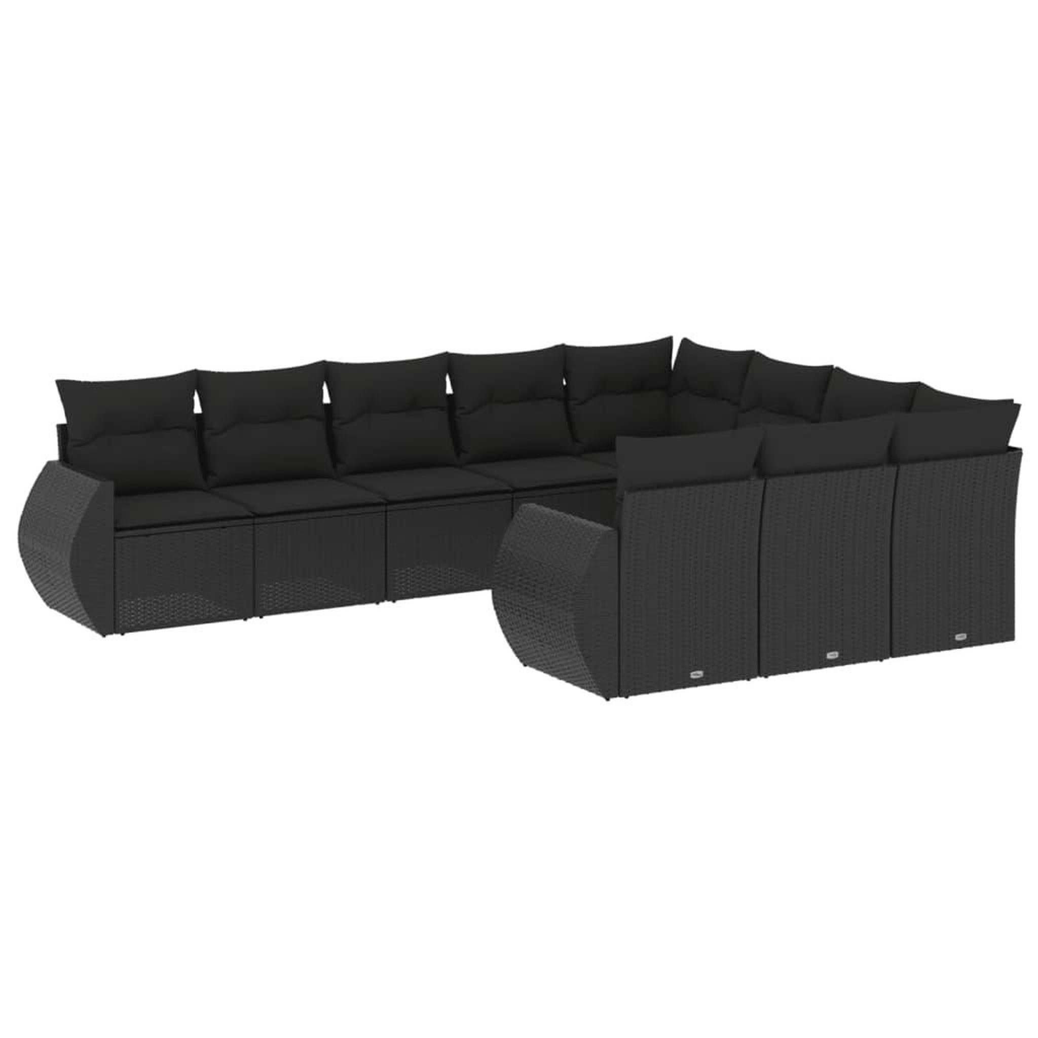 Voir la diapositive 2 : VIDAXL Salon de jardin 10 pcs avec coussins noir resine tressee