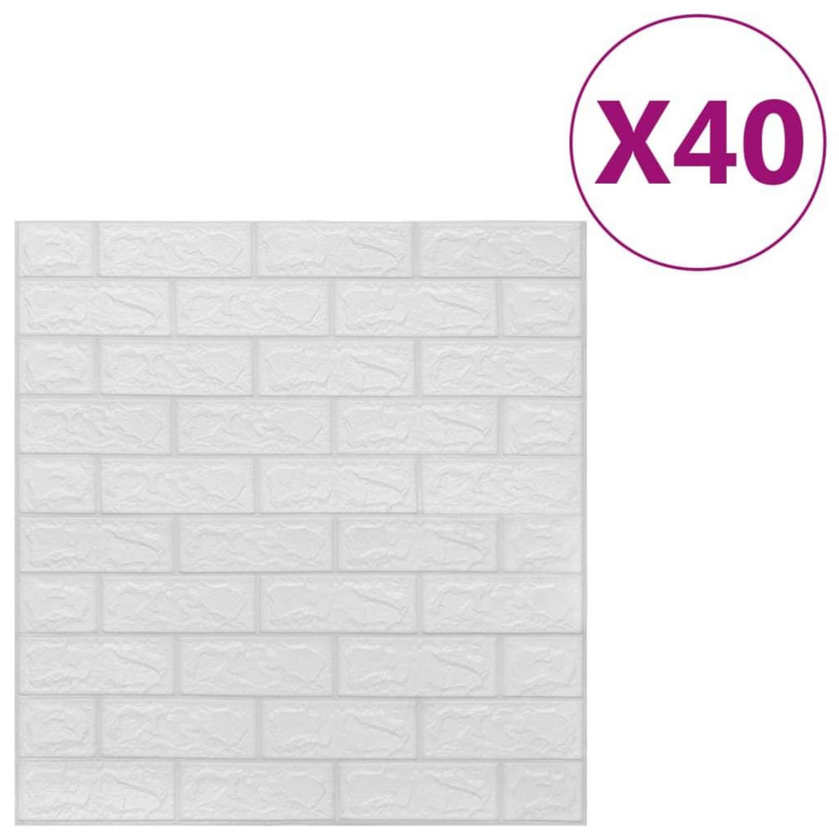 VIDAXL Papier peint 3D autoadhesif Briques 40 pcs Blanc