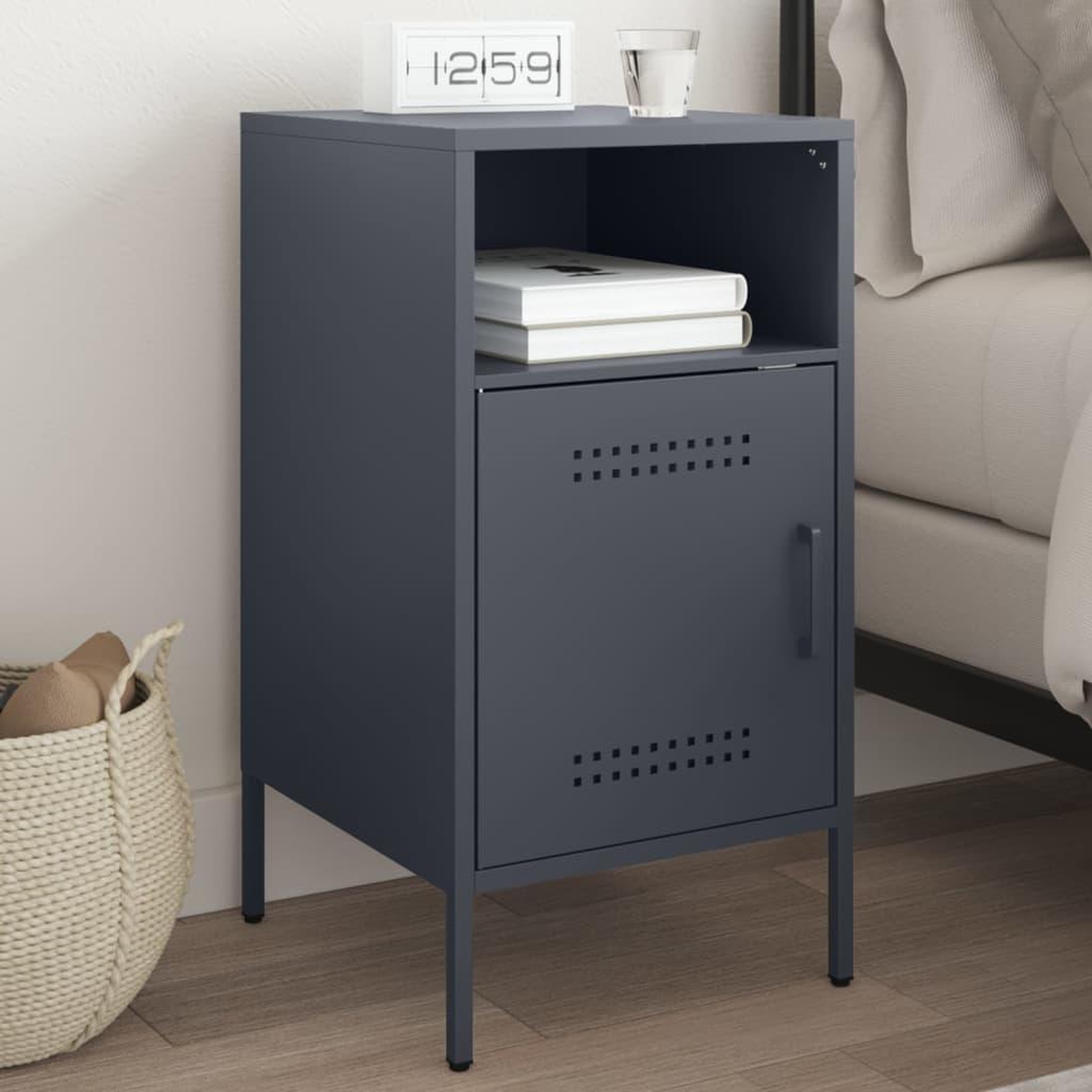 VIDAXL Table de chevet anthracite 36x39x68 cm acier