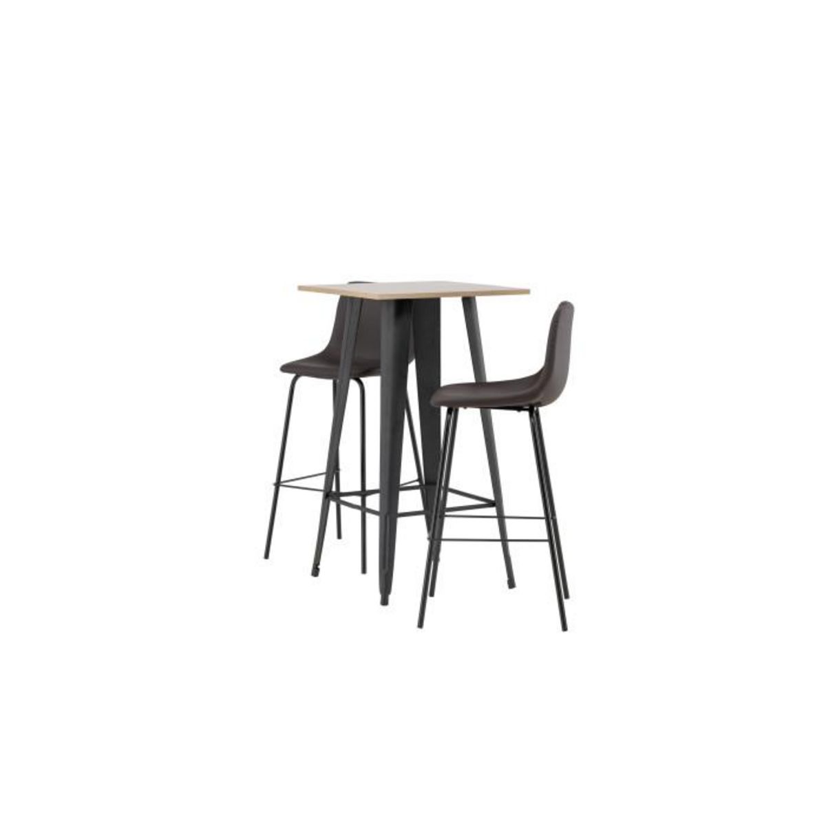 Paris Prix Ensemble Table de Bar & 2 Chaises  Tempe & Alexis  105cm Noyer & Marron