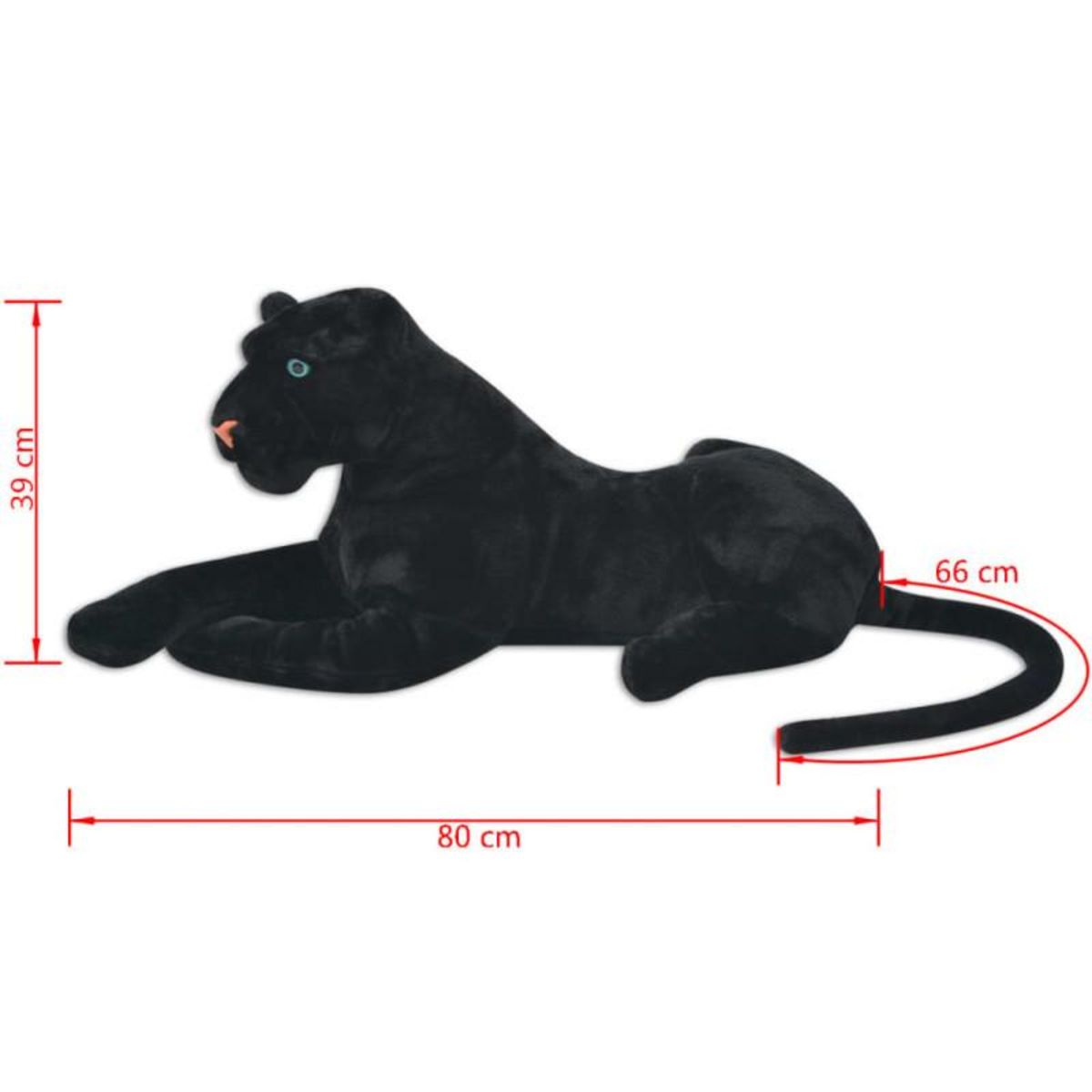 VIDAXL Panthère en peluche Noir XXL