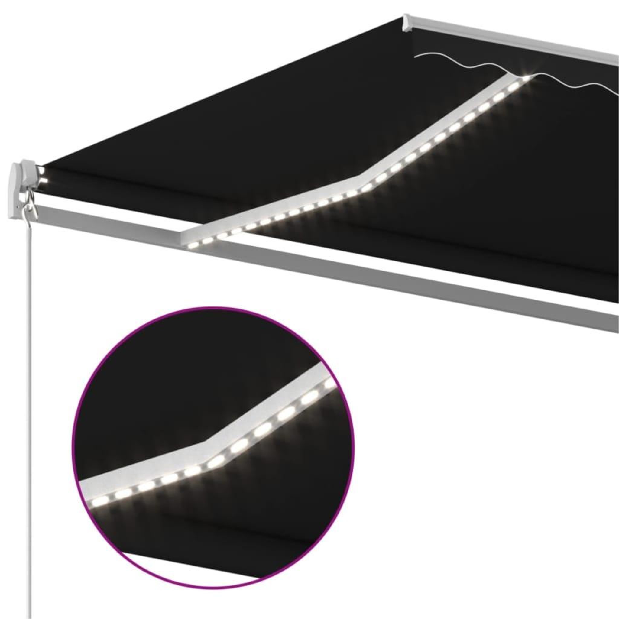 Voir la diapositive 5 : VIDAXL Auvent manuel retractable avec LED 600x350 cm Anthracite