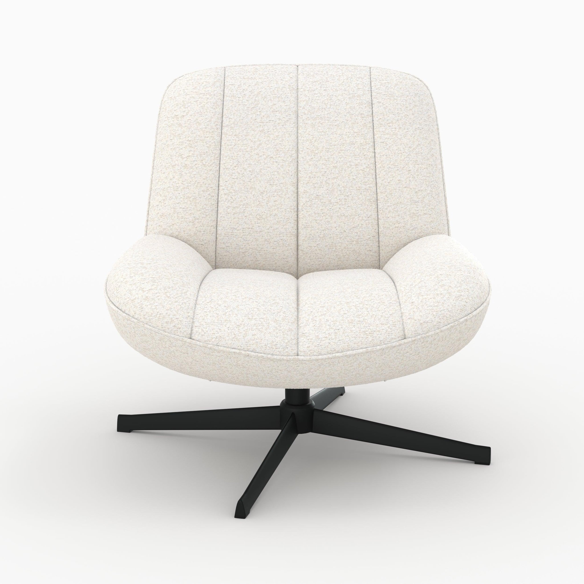 Voir la diapositive 6 : MAISON PAVANE Fauteuil pivotant en tissu bouclé blanc cassé-elvis