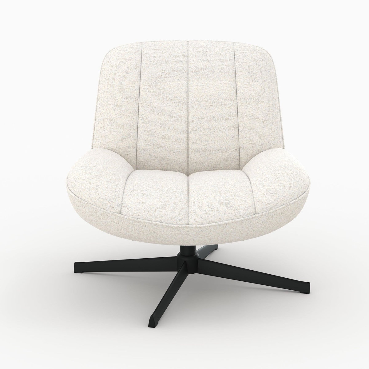Rendez vous déco Fauteuil pivotant en tissu bouclé blanc cassé-Elvis