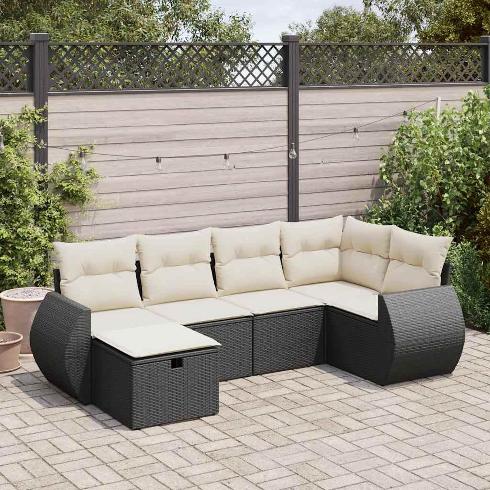 VIDAXL Salon de jardin 6 pcs avec coussins noir resine tressee