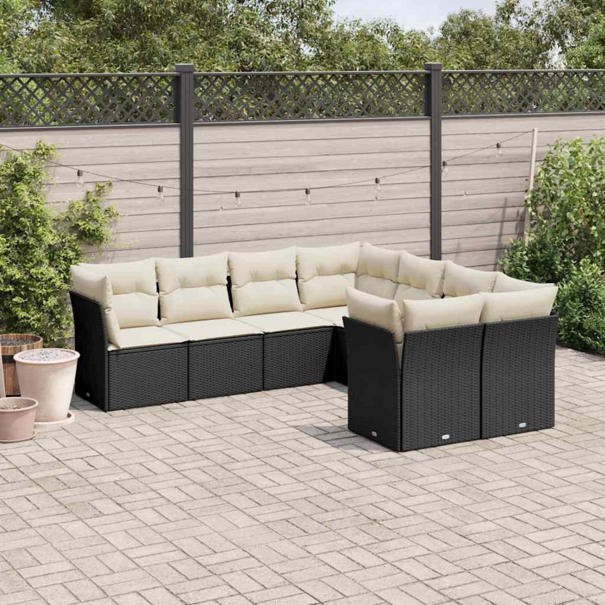 VIDAXL Salon de jardin 8 pcs avec coussins noir resine tressee