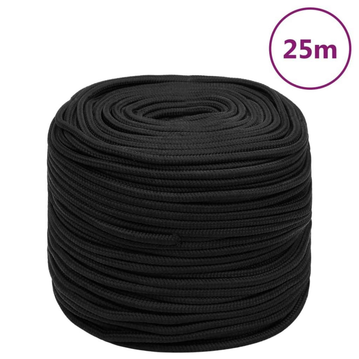VIDAXL Corde de bateau Noir complet 10 mm 25 m Polypropylene
