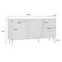 Voir la diapositive 4 : SWEEEK Buffet de rangement. Eva.  décor bois et cannage arrondi. 2 portes 3 tiroirs. buffet bas. L 150 x l 39 x H 79cm