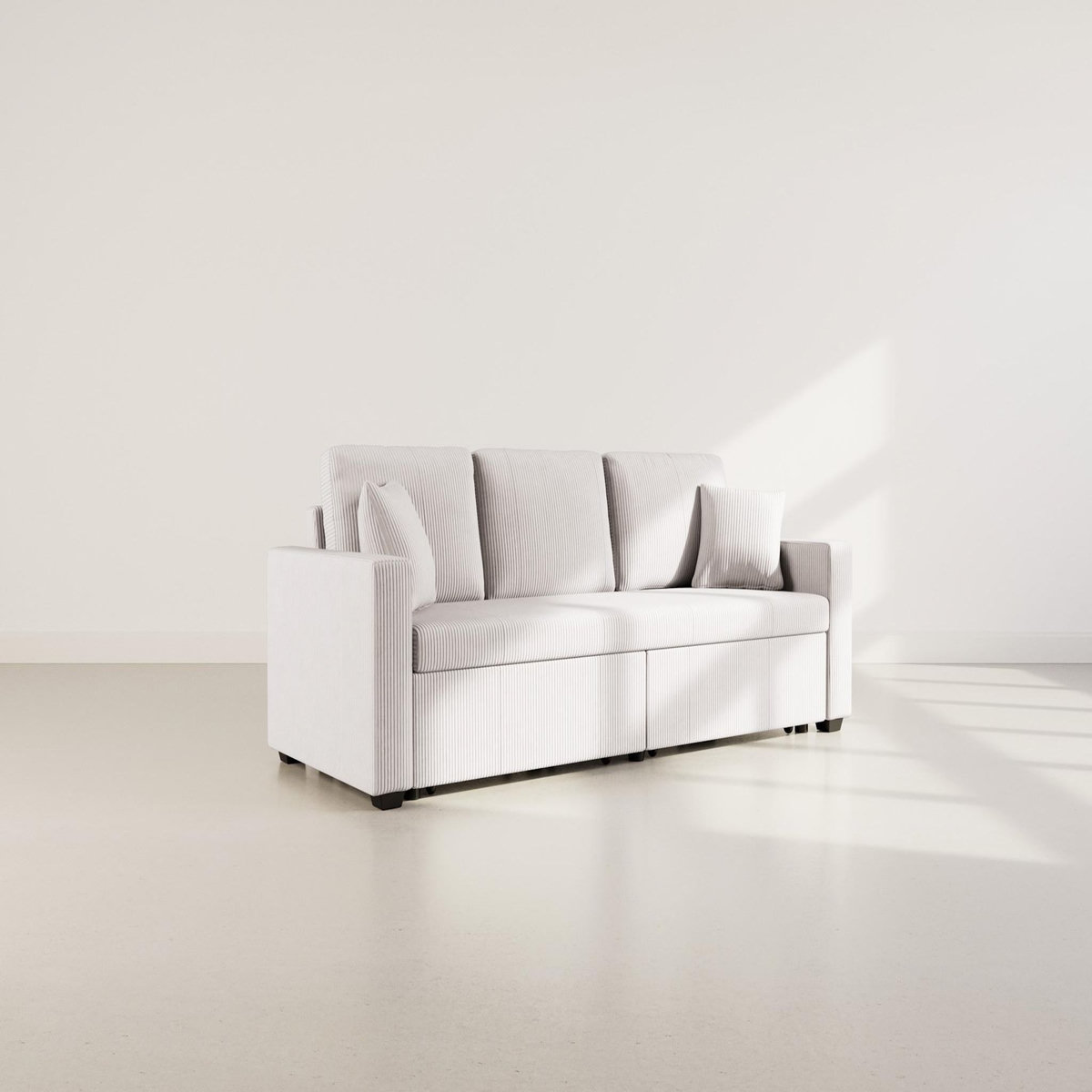 BEST MOBILIER Cyrus - canapé droit 3 places convertible en velours côtelé