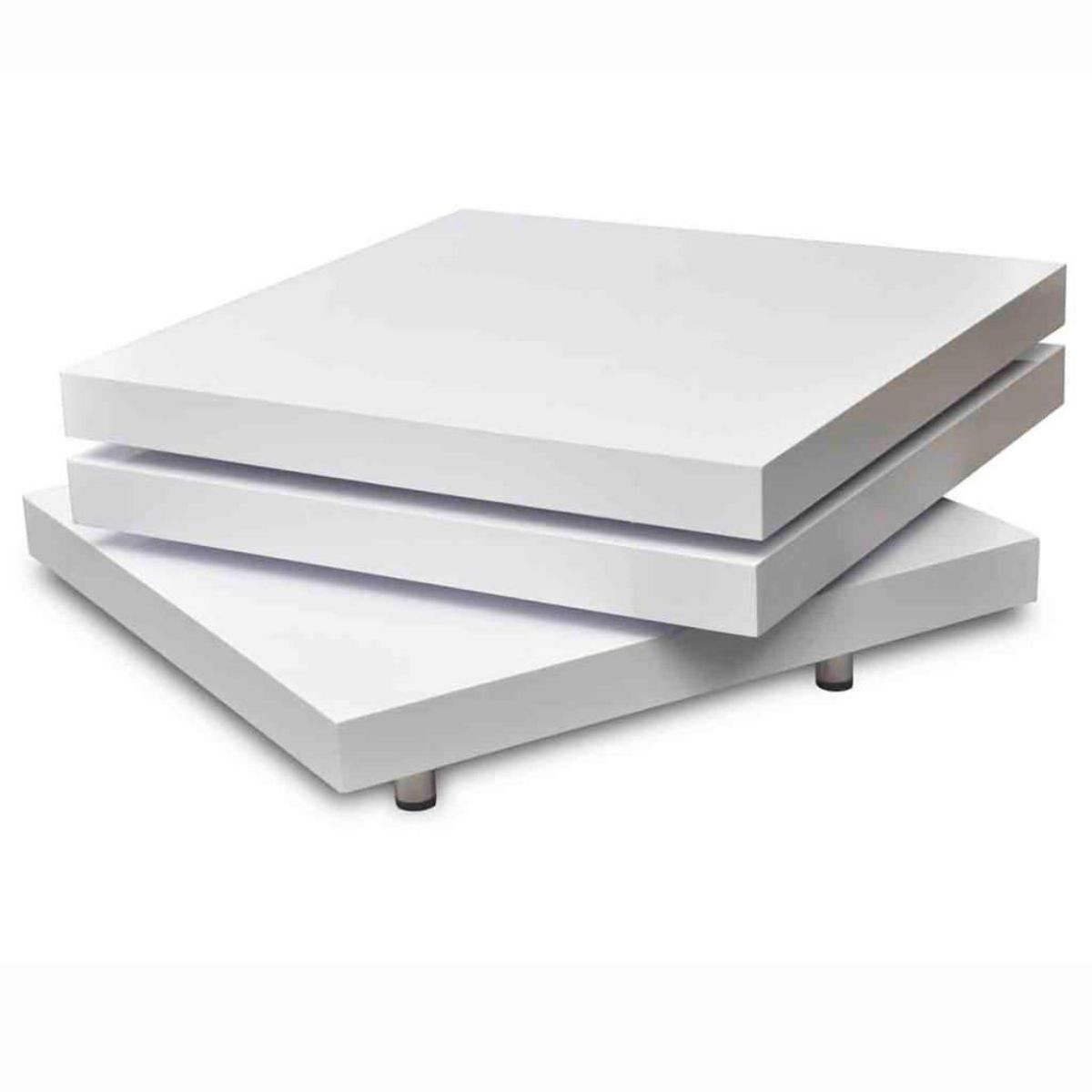 VIDAXL Table basse 3 etageres blanc brillant