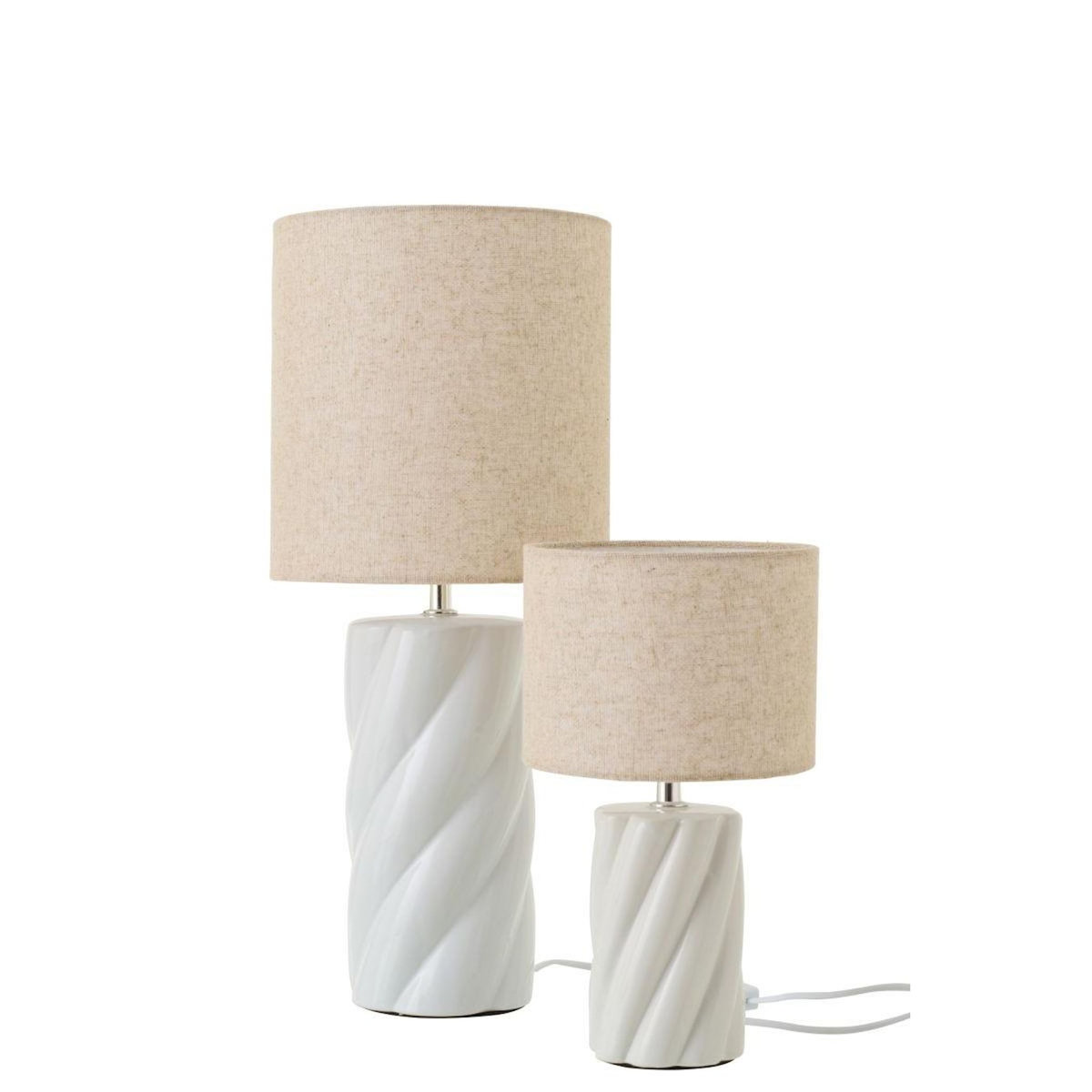 Paris Prix Lampe à Poser en Céramique  Swirl  53cm Blanc