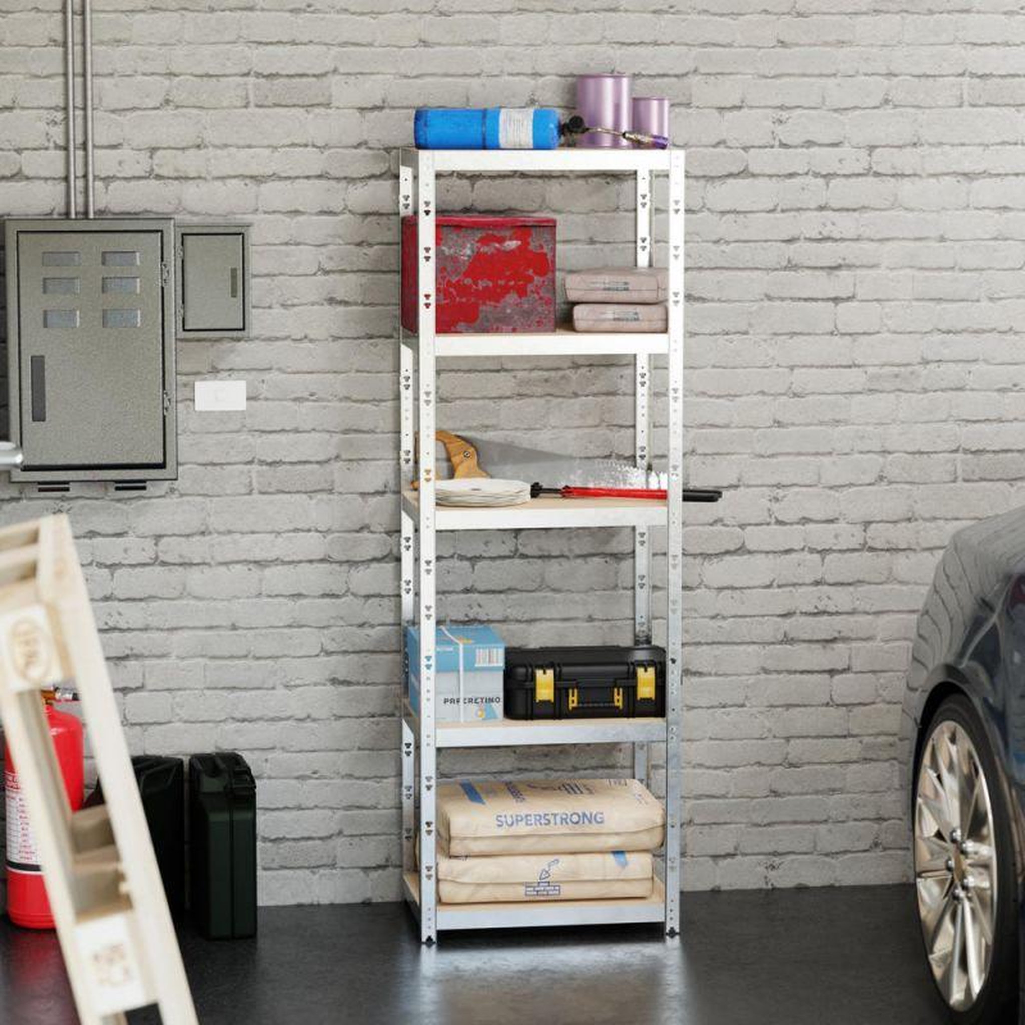 Voir la diapositive 2 : EUROSPEN Etagère de rangement modulable et polyvalente pour atelier, garage, cave... Charge Lourde max 500kg -180x60x40cm - Gris