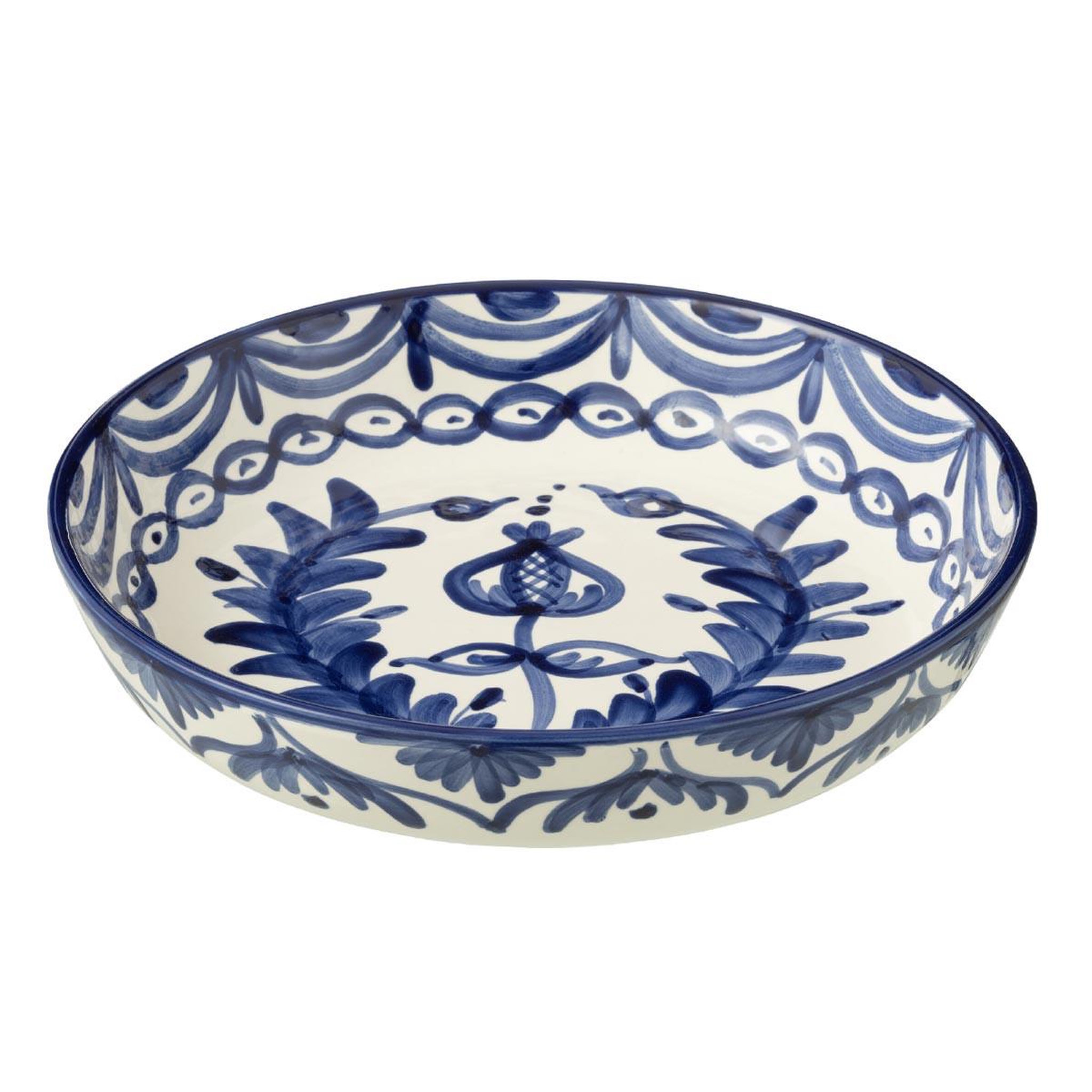 J-LINE Coupelle Basse en Céramique  Granada  25cm Bleu Cobalt