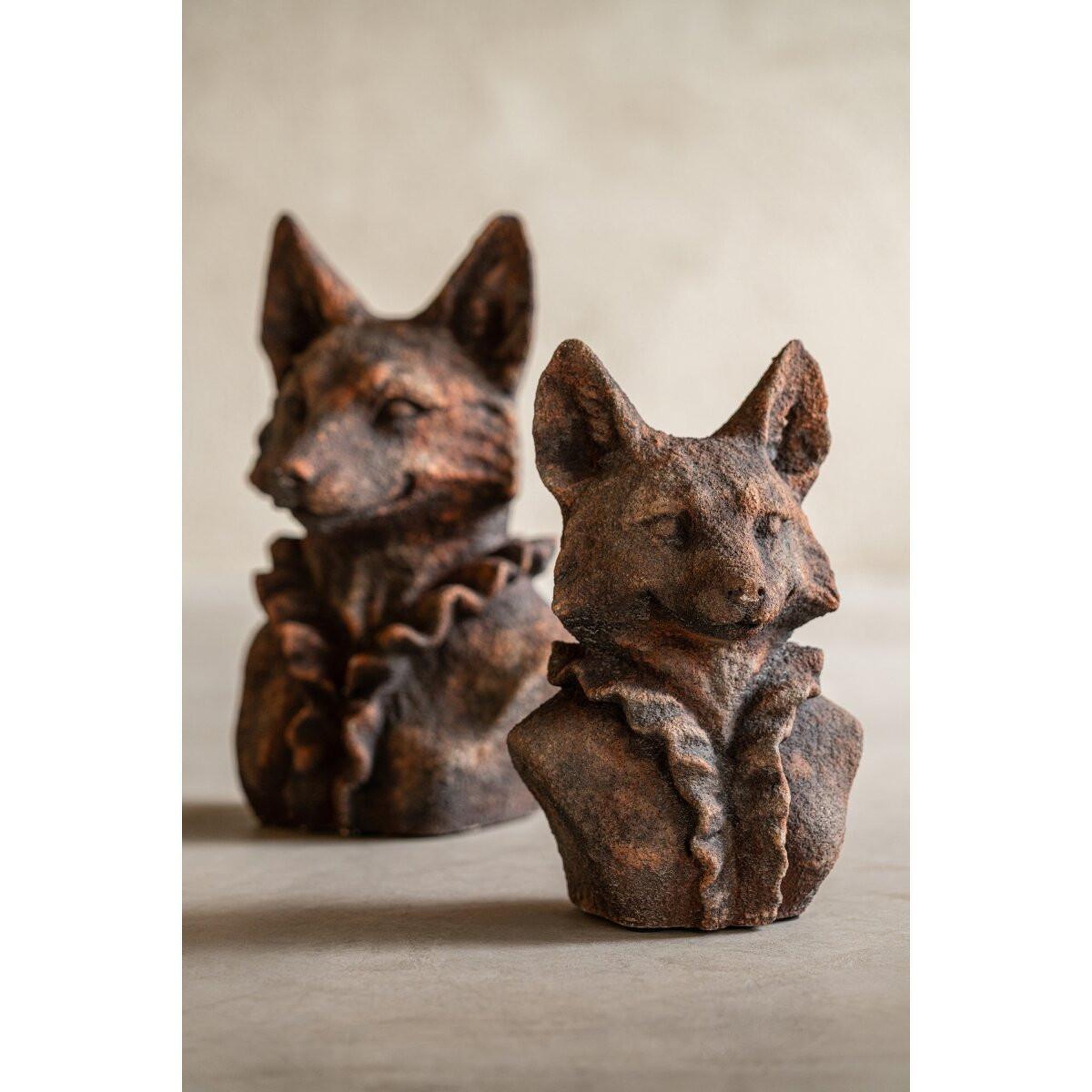 Voir la diapositive 6 : J-LINE Buste de renard déco  zeno  29cm marron
