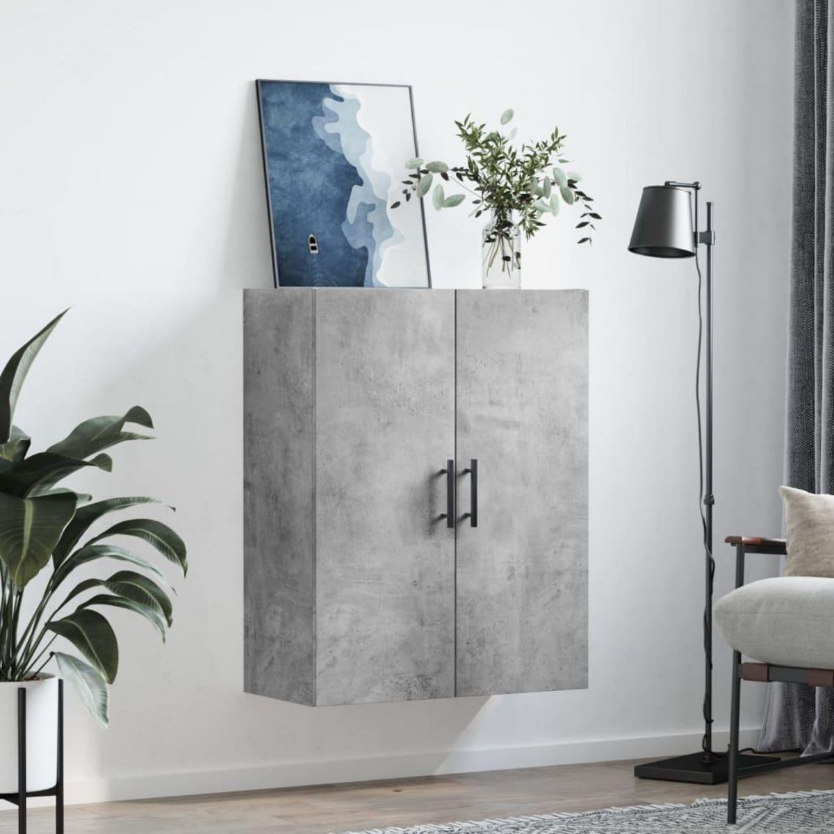 VIDAXL Armoire murale gris beton 69,5x34x90 cm