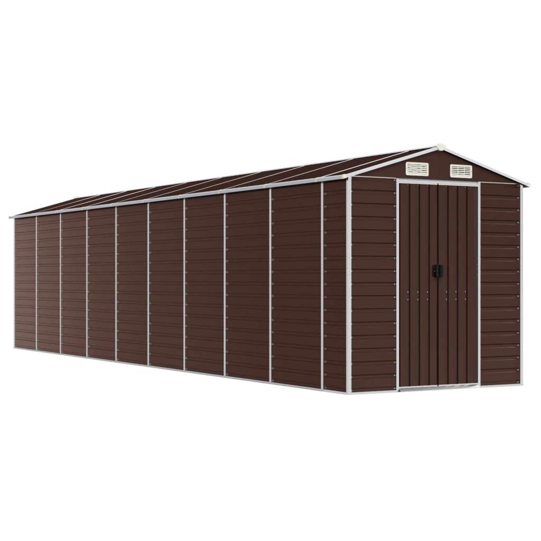 Voir la diapositive 2 : VIDAXL Abri de jardin marron 191x810x198 cm acier galvanise