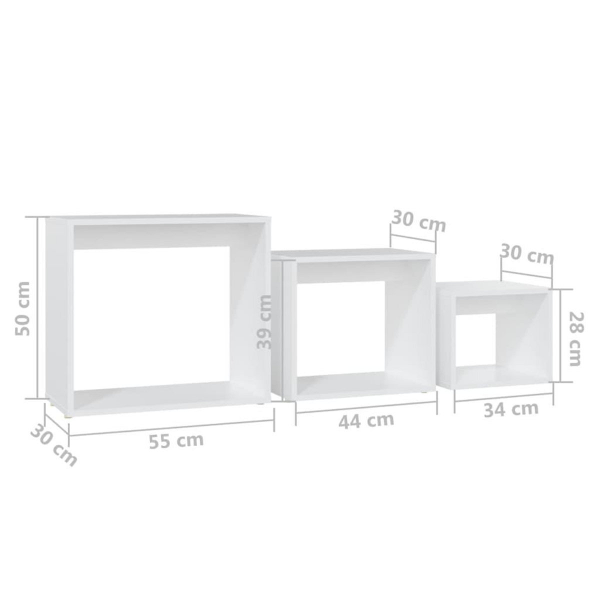 VIDAXL Tables gigognes 3 pcs Blanc Agglomere