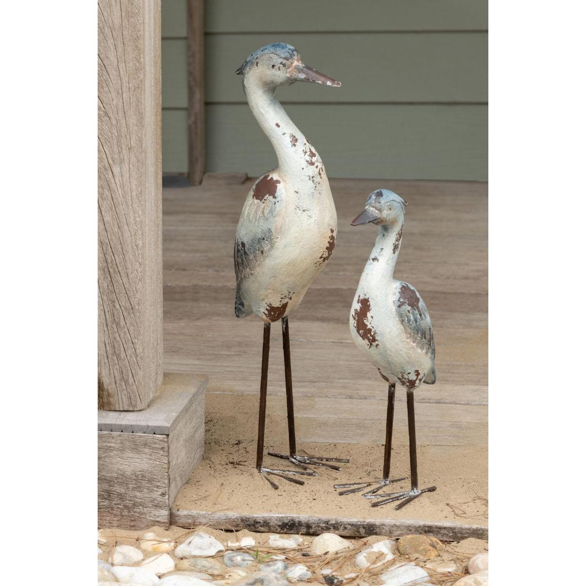 Voir la diapositive 5 : J-LINE Statue oiseau d'extérieur  basil  51cm bleu