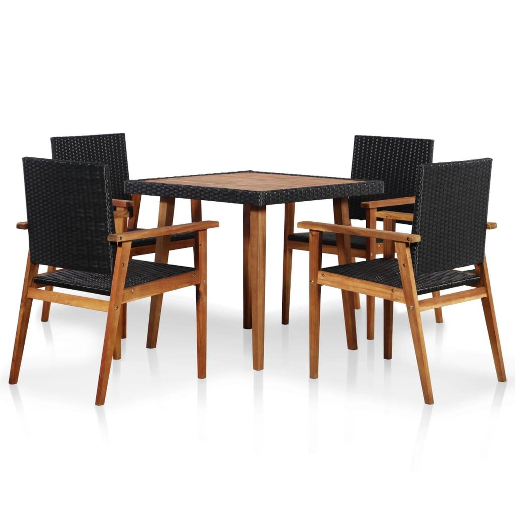 VIDAXL Ensemble a manger d'exterieur 5 pcs resine tressee noir marron