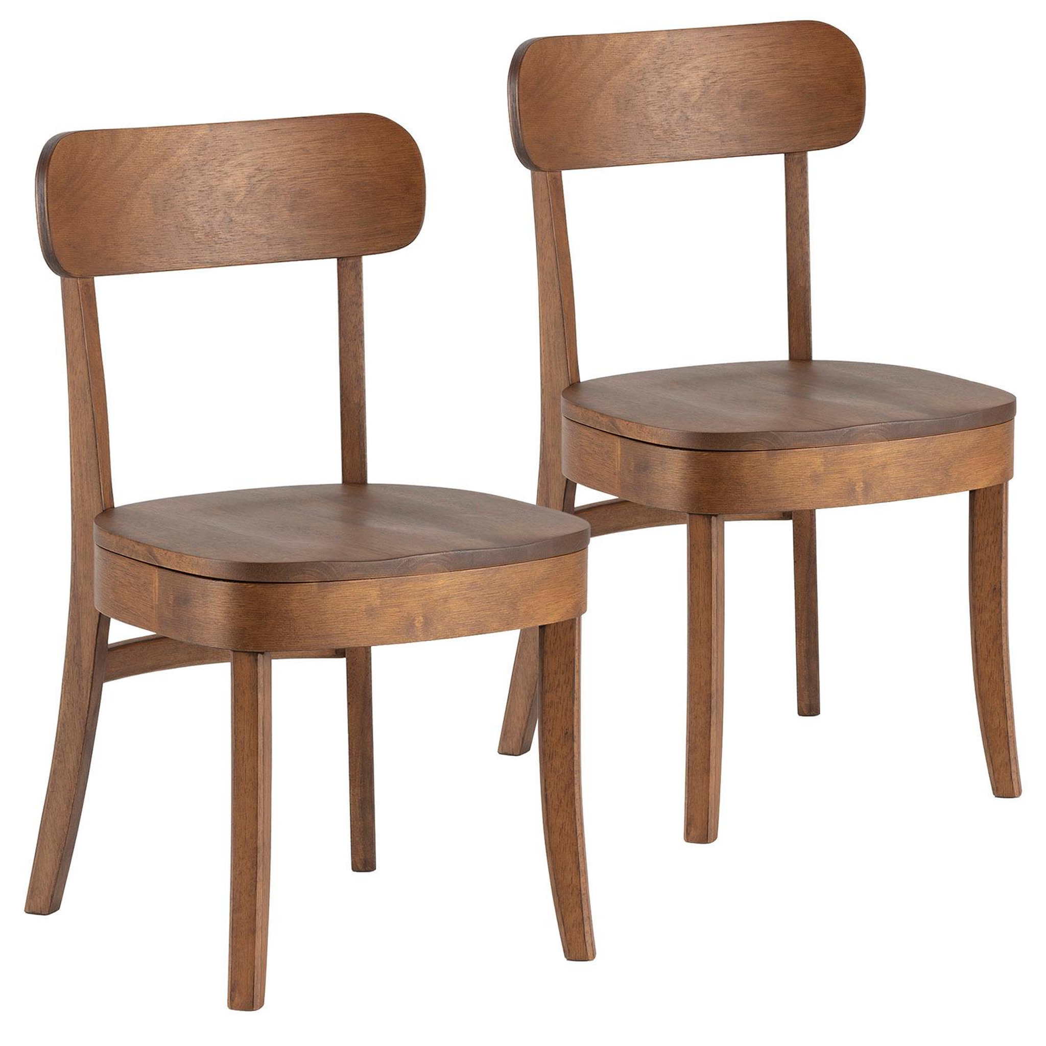 VS VENTA-STOCK Pack de 2 chaises Nala couleur Noyer, Bois Massif